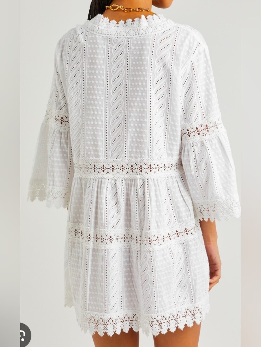 Melissa Odabash Victoria Broderie Anglaise Kaftan White M - Picture 4 of 11